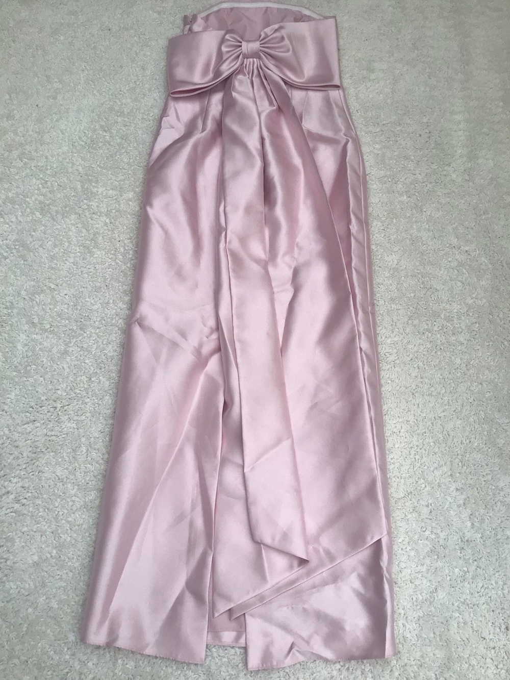 Alfred Sung back bow strapless satin twill ballet pink dress